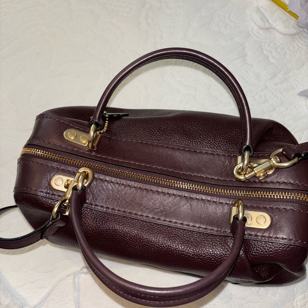 Coach Pebbled Leather Satchel in Deep Burgundy - Picture 9 of 14